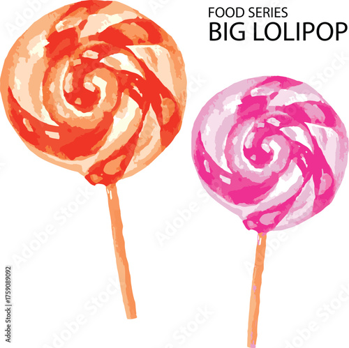 big round sweet lollipop on white background