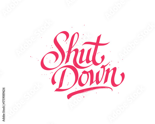 Shut Down Calligraphy Brush Script Lettering Design