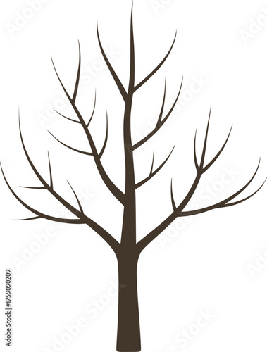 Bare tree silhouette with dark brown branches vector