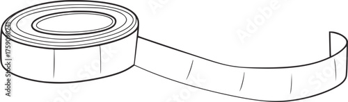Black and white line drawing of a measuring tape measure sewing