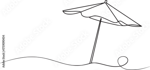 Minimalist beach umbrella on sand dune vector