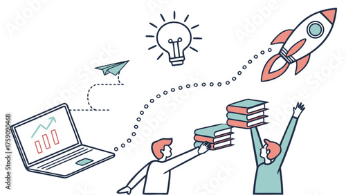Creative illustration for online education and back to school promotions