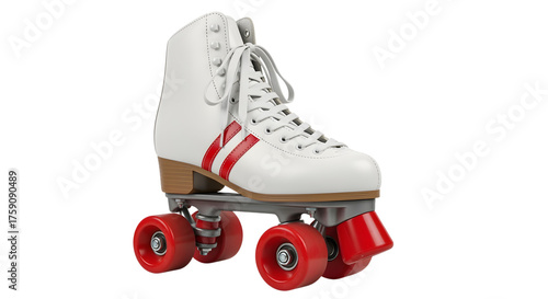 Vintage roller skate with red stripes for retro fun and fitness lifestyle concept