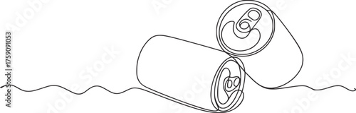Minimalist line drawing of two aluminum beverage cans aluminum cans outline