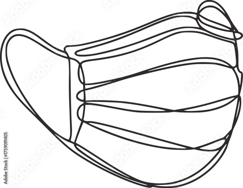 Simple medical face mask line art medical mask face covering