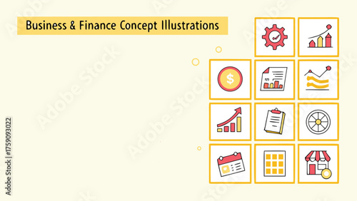 Diverse business and finance concepts illustration for strategy e commerce and analytics