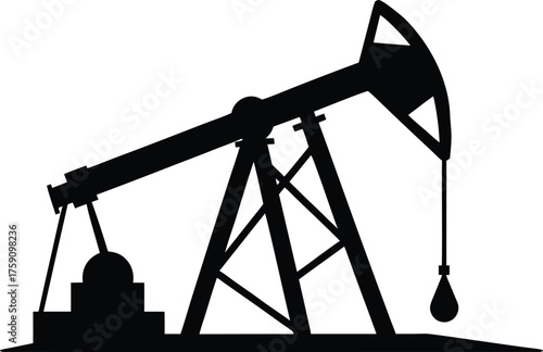 An Oil Pump Jack Extracting Petroleum Resources Silhouette Vector Illustration
