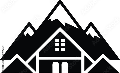 Alpine lodge vector icon.