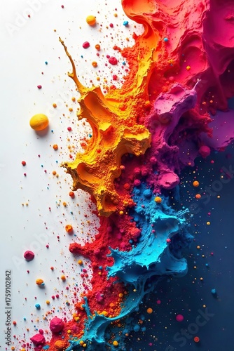 Vibrant Color Explosion Chaotic Beauty of Shattered Paint, Dynamic Movement and Rebirth