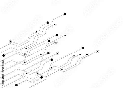 Vector technology background with crossed lines and dots.
