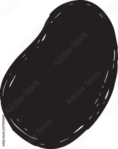Potato — simple black vector silhouette, transparent background
