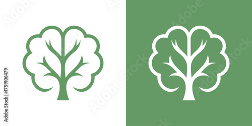 Modern minimalist logo combining the shape of a brain and a tree, symbolizing knowledge, growth, and creativity.