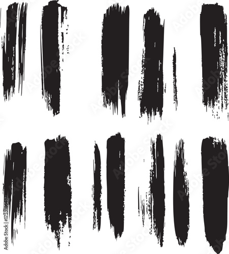 Large Set of Assorted Grunge Paint Brush Strokes
