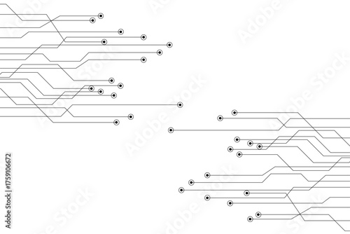 Abstract grey circuit line technology pattern on white background, futuristic vector illustration of digital circuitry design for tech backgrounds and electronic innovation concepts.