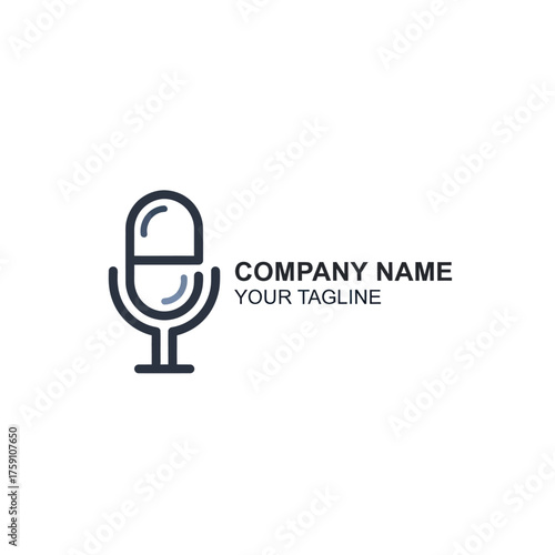 Modern Microphone Logo Design for Audio Recording and Broadcasting.