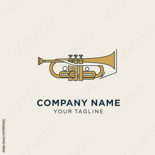 Elegant Trumpet Logo Design for Music Company Branding.