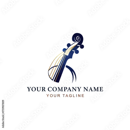 Elegant Violin Scroll and Neck Abstract Logo Design.
