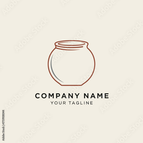 Simple pottery design with company name and tagline for branding purposes.