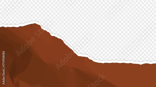 dark brown color seamless torn paper edges, vector illustration background	