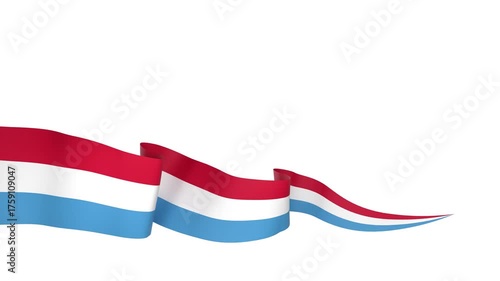 Waving Luxembourg Flag Ribbon on White Background with Alpha