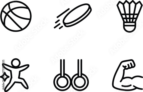 Sports equipment icons collection on white background vector illustration