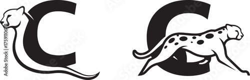 Vector Illustration of Cheetahs Integrated into Letter Shapes