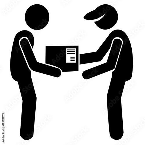 Fotografija delivery worker giving a box to a receiver icon