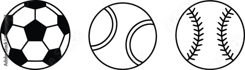 Collection of Sport Balls Including Soccer Baseball and Tennis Balls