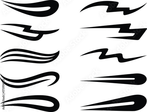 Set of decorative black vector design elements on white background
