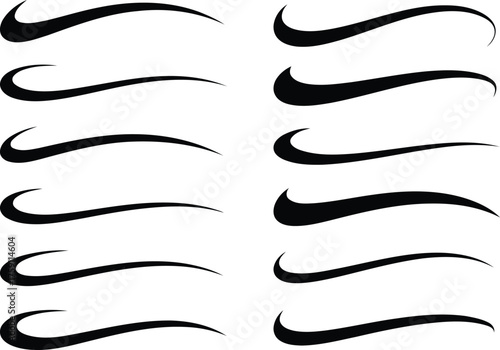Black Swoosh Design Elements on White Background for Graphic Design Projects