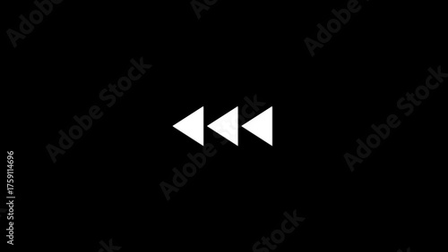 Free Download Minimalist white three triangle rewind icon symbol on a solid black background for media playback controls - GFXLoad