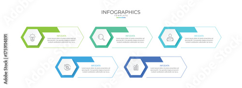 Business infographic template. 5 Step timeline journey. Process diagram, 5 options, Infographic elements vector illustration.
