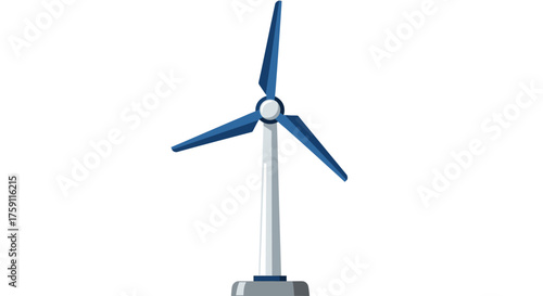Isolated Wind Turbine with Three Blue Blades for Clean Energy Generation
