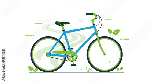 Vector Illustration of a Blue and Green Bicycle