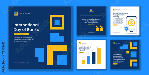 International Day of Banks Social Media Post Illustration in Flat Hand Drawn Style