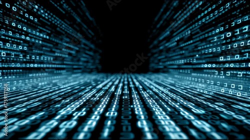 Digital Realm: Captivating visual of binary code streams, symbolizing the intricate pathways and hidden dimensions of the digital universe.