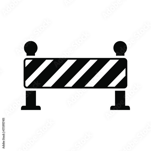 Road barrier icon representing a roadblock construction zone or restricted area a symbol for traffic control safety and a temporary blocked path