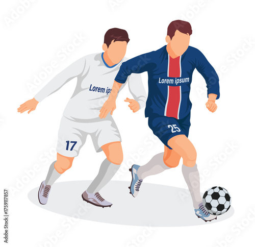 icon logo sign man male soccer kick play foot ball sport football match duel vs big cup league de psg super team fc club goal game player person with blue white uniform world style art vector