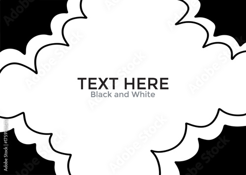 A simple black and white design with a cloud-like frame and text placeholder.