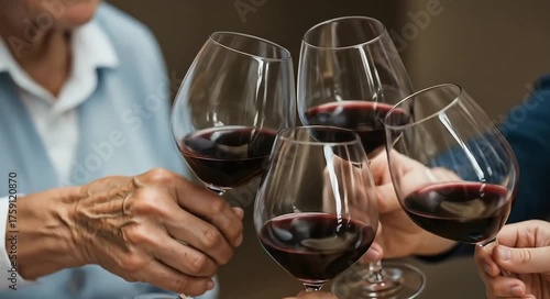hands of different generations with glasses of wine