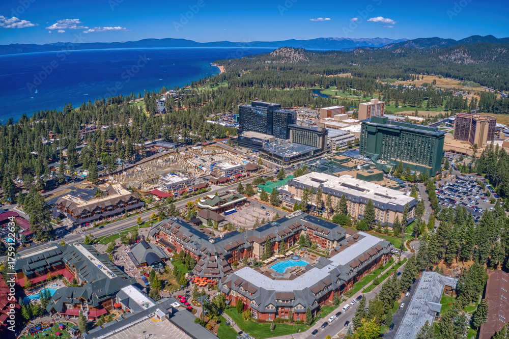 Obraz premium Aerial View of Stateline, Lake Tahoe during Summer