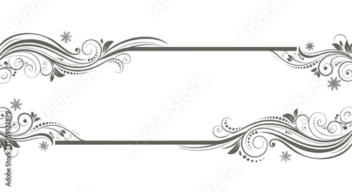 Elegant swirling floral and snowflake decorative borders for winter or holiday designs.