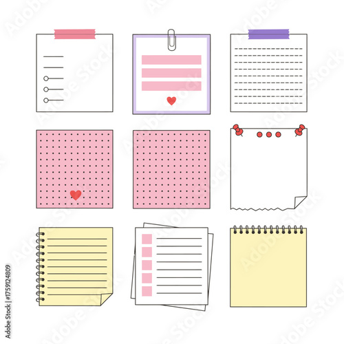 Cute memo notes collection for organization, reminders, and creative projects, adding charming flair to planning and journaling, instant download now!