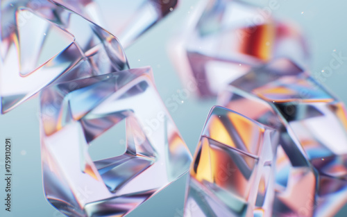 Fototapeta Naklejka Na Ścianę i Meble -  Abstract transparent glass gem background, 3d rendering.