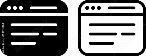 Black and white dual-style browser icon, filled and outlined versions for display on web pages or apps