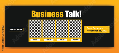 Online course and business conference and spoken english social media cover template design vector