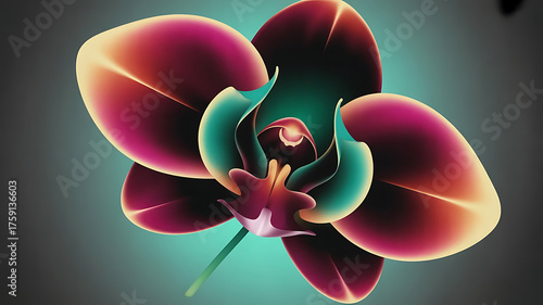 Close up of a vibrant orchid flower with striking colors