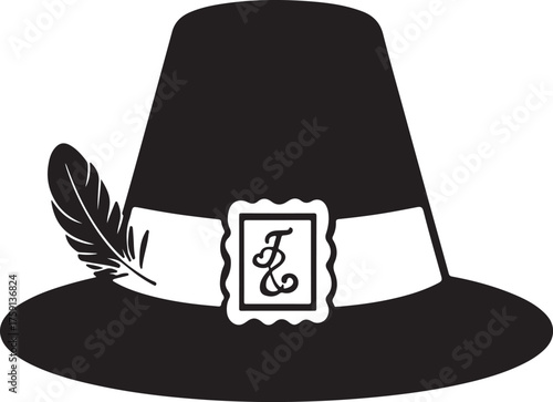 Classic Pilgrim hat icon on a transparent background, designed for Thanksgiving themes.