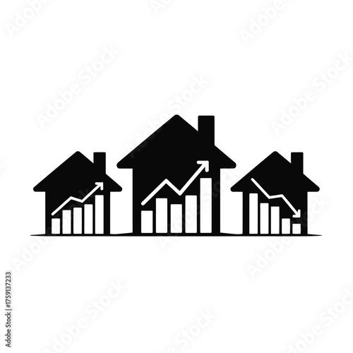 Real estate market trends with growing and declining property values