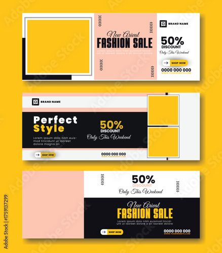 Flash sale facebook cover page timeline web ad banner template with photo place modern layout dark blue background and green shape and text design